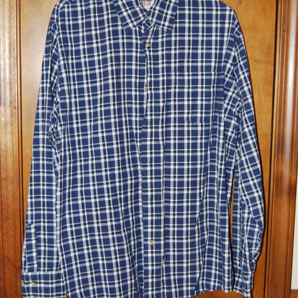 Men's Wrangler Jeans Co Button down Shirt Blue Plaid Size XL